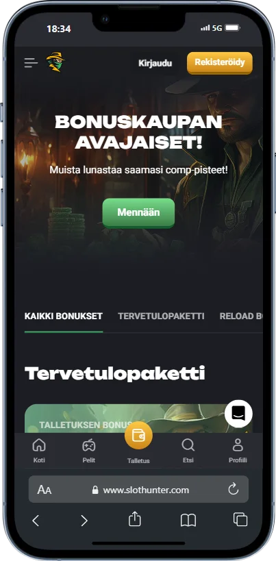 SlotHunter Bonus Rekisteröidy-sivu